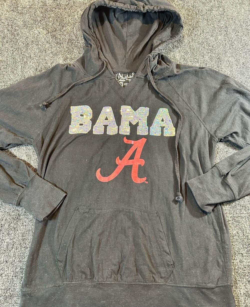 Pressbox Apparel Alabama Crimson Tide BAMA Sequin Hoodie Sweatshirt Black XL